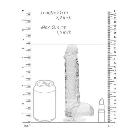 RealRock - realistinen dildo - läpinäkyvä - 19 cm