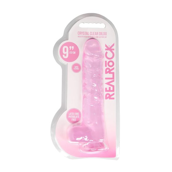 RealRock - aito dildo - läpinäkyvä pinkki 22cm
