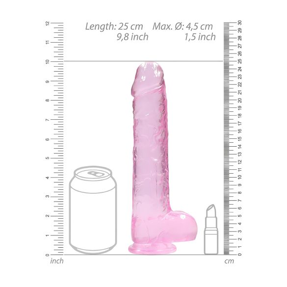 RealRock - aito dildo - läpinäkyvä pinkki 22cm