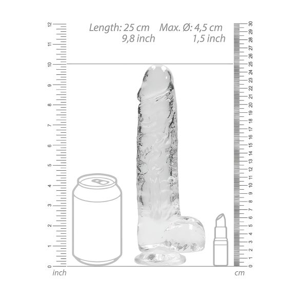 RealRock - realistinen dildo - läpinäkyvä - 22 cm