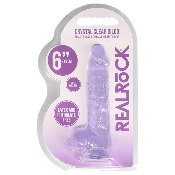 RealRock - realistinen dildo - läpinäkyvä violetti 15 cm