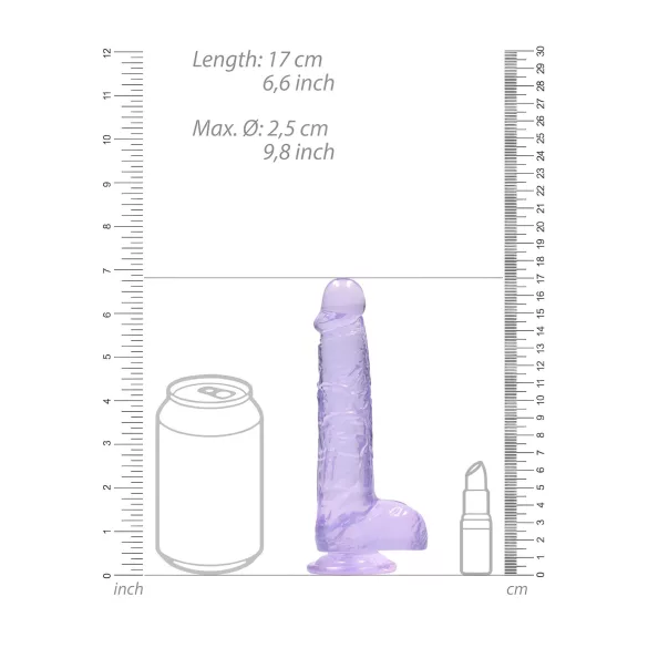 RealRock - realistinen dildo - läpinäkyvä violetti 15 cm