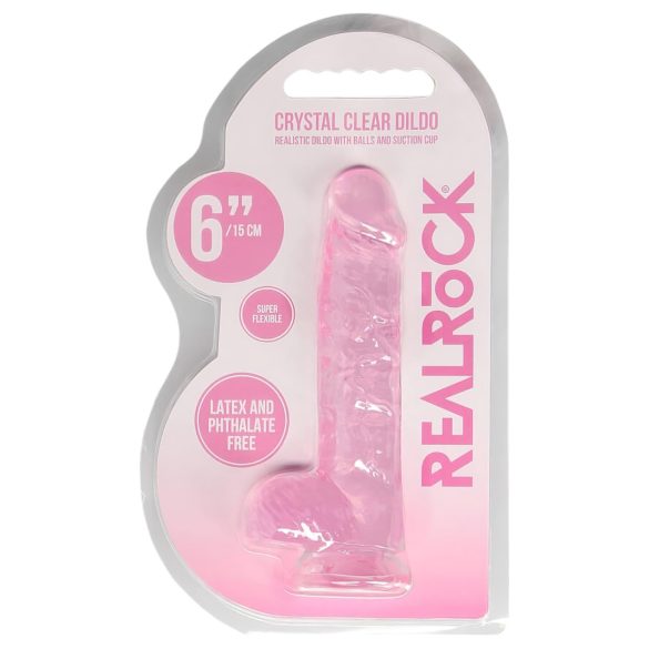 REALROCK - läpikuultava realistinen dildo - pinkki (15 cm)