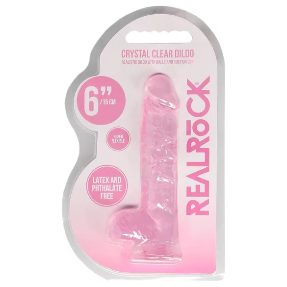 RealRock - realistinen dildo - pinkki läpinäkyvä 15cm