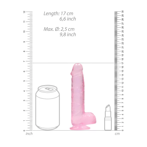 RealRock - realistinen dildo - pinkki läpinäkyvä 15cm