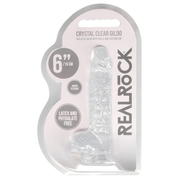 REALROCK - Läpinäkyvä realistinen dildo - läpinäkyvä (15 cm)