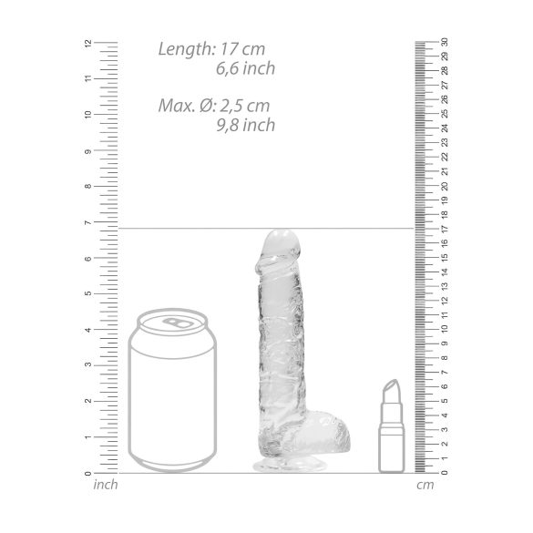 RealRock - realistinen dildo - läpinäkyvä - 15 cm