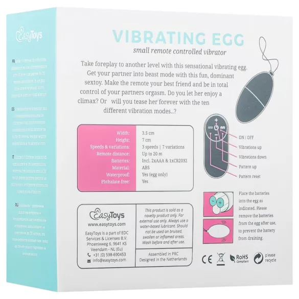 Easytoys - Vibraatiomuna kaukosäätimellä 7 rytmiä pinkki