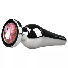   EasyToys Metal No.11 - perhosvaaleanpunaisilla kivillä koristeltu kartiomainen anustappi (hopea, 3,5 cm)