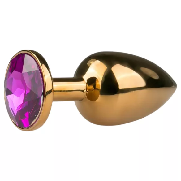 EasyToys Metal No.1 - kartiomainen anustappi violetilla kivellä (kulta, 2,5 cm)