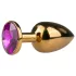 EasyToys Metal No.1 - kartiomainen anustappi violetilla kivellä (kulta, 2,5 cm)