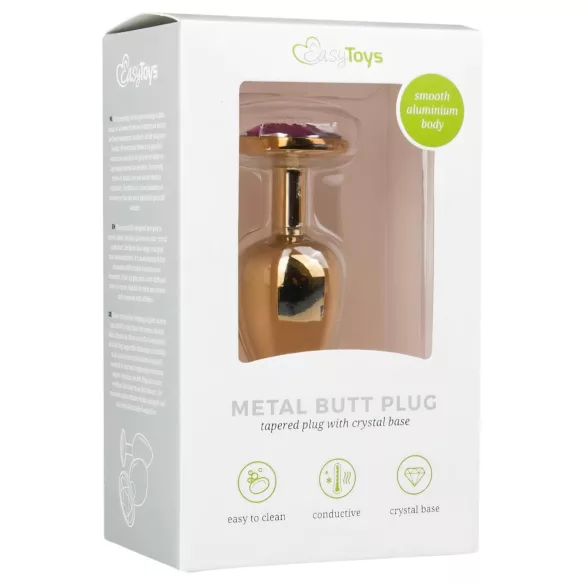 EasyToys Metal No.1 - kartiomainen anustappi violetilla kivellä (kulta, 2,5 cm)