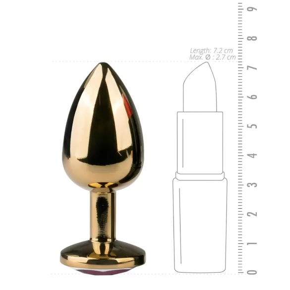 EasyToys Metal No.1 - kartiomainen anustappi violetilla kivellä (kulta, 2,5 cm)