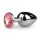 Easytoys Metal No.1 - hopeanhohtoinen anustappi vaaleanpunaisella kivellä (2,7 cm)