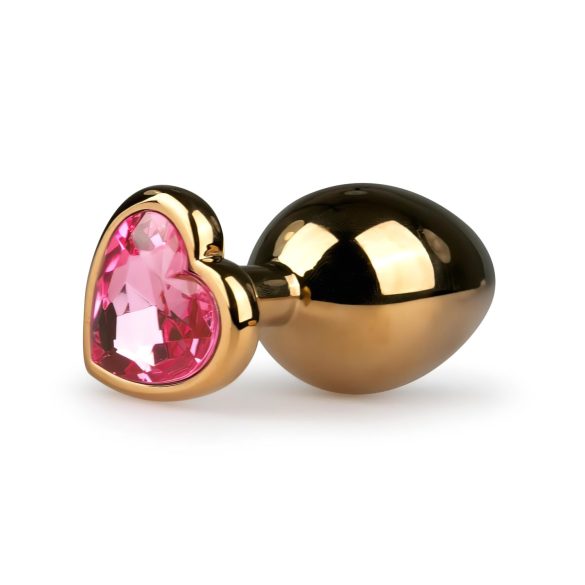 Easytoys Metallinen No.7 - pinkki jalokivi, kartionmallinen anustappi - kulta (3 cm)