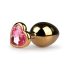 Easytoys Metallinen No.7 - pinkki jalokivi, kartionmallinen anustappi - kulta (3 cm)