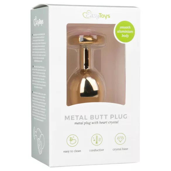 Easytoys - metallinen anustappi - pinkki kivi - kultainen 3 cm