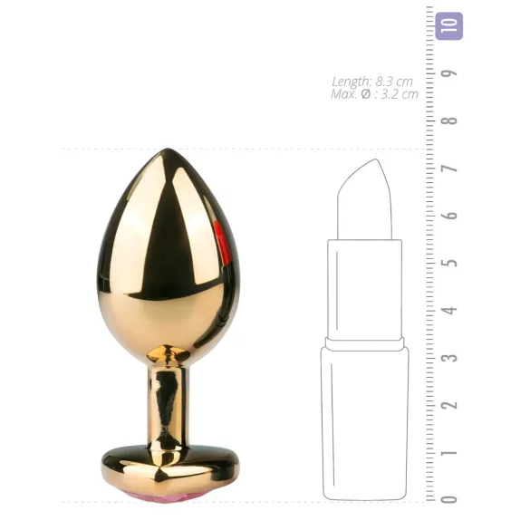 Easytoys - metallinen anustappi - pinkki kivi - kultainen 3 cm