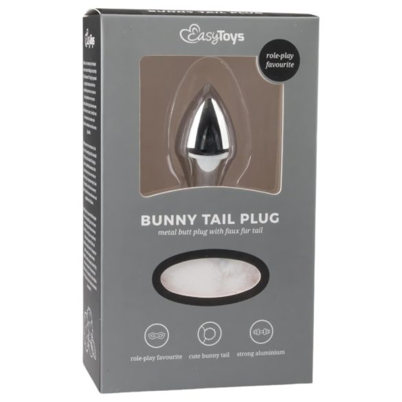 Easytoys Bunny NO1 - metallinen anustappi pupuhännällä (hopea-valkoinen)