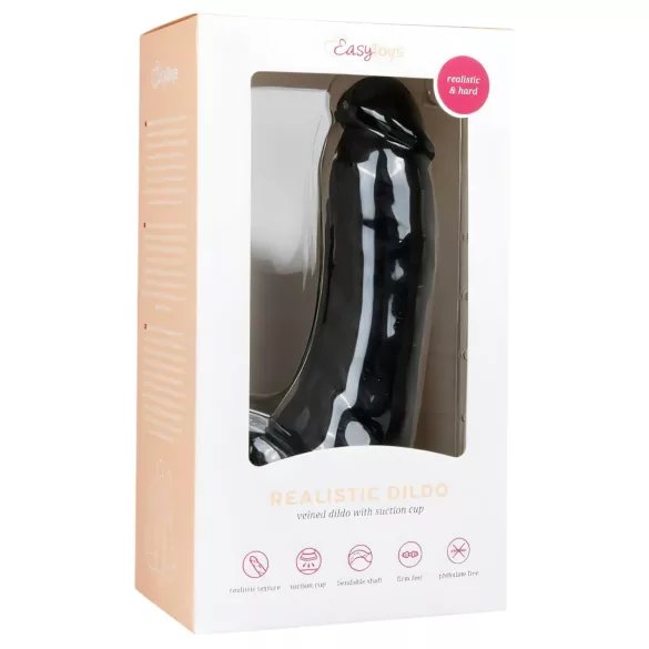 Easytoys - realistinen dildo imukupilla ja kiveksillä 20cm - musta