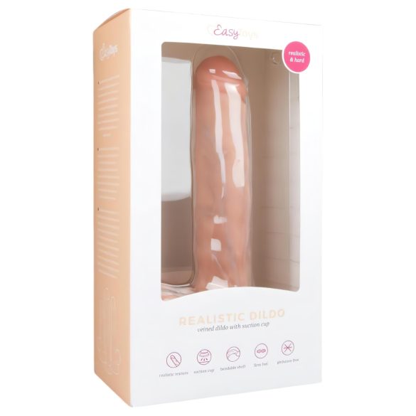 Easytoys - kiinnittyvä iso dildo kiveksillä (29,5 cm) - luonnollinen