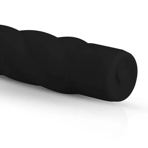 Easytoys Power Vibe - vibraattori - kiertokuvioitu silikoni - musta