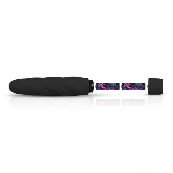 Easytoys Power Vibe - vibraattori - kiertokuvioitu silikoni - musta