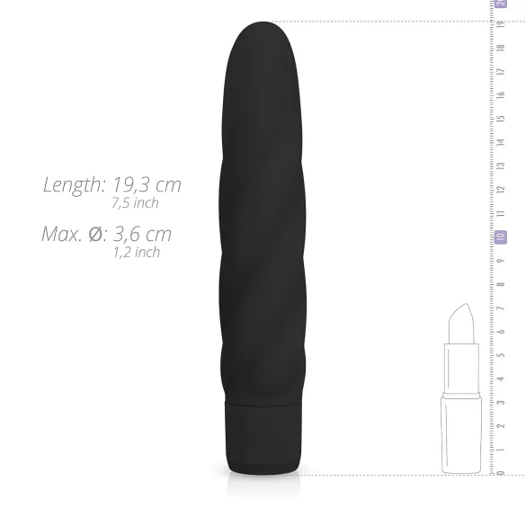 Easytoys Power Vibe - vibraattori - kiertokuvioitu silikoni - musta