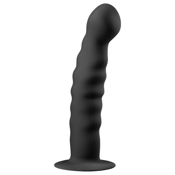 Easytoys Ribbed - anaalidildo imukupilla 14 cm - musta