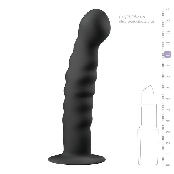 Easytoys Ribbed - anaalidildo imukupilla 14 cm - musta