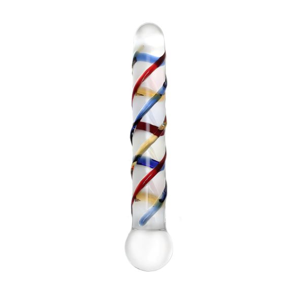 Rimba Rachella - Kaksinkertainen lasidildo (läpinäkyvä - värikäs)