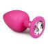 Easytoys Timantti - valkoinen kivellinen anustappi (iso) - pinkki