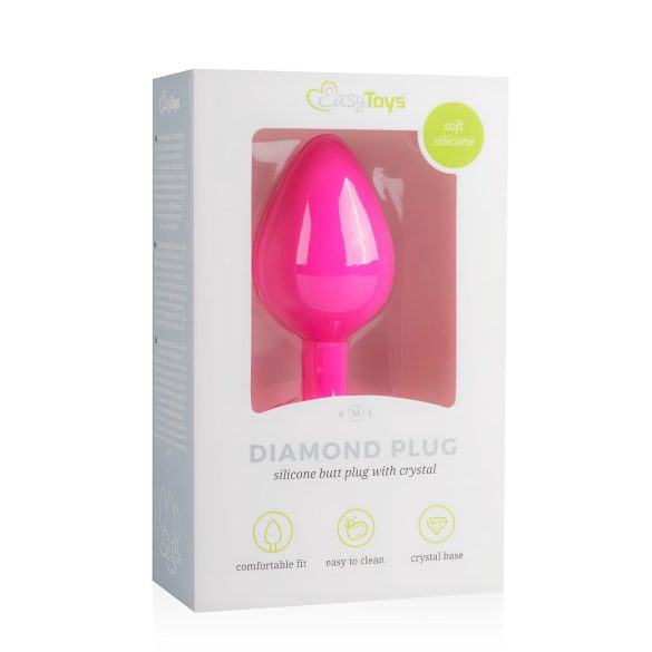 Easytoys Diamond - valkoinen kivi anaalitappi (keskikokoinen) - pinkki