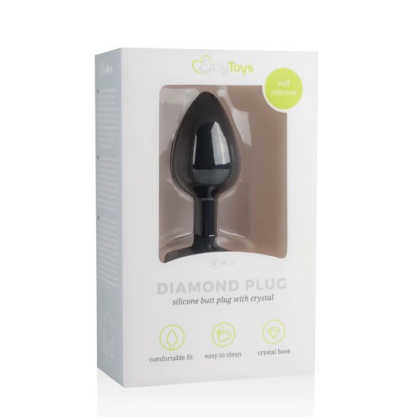 Easytoys Timantti - valkoinen kivinen anaalitappi (pieni) - musta