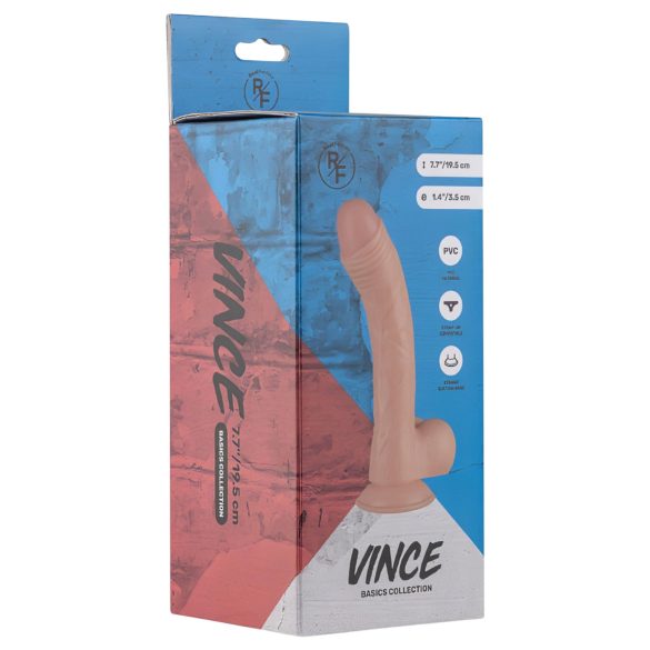 Real Fantasy Vince - dildo kivesten ja esinahan kanssa - 19,5cm - luonnollinen