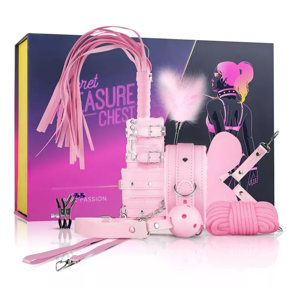 Secret Pleasure Chest - BDSM-setti edistyneille - 14 osaa - pinkki