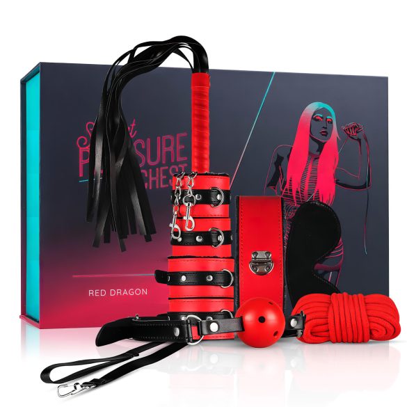 Secret Pleasure Chest - BDSM-setti edistyneille - 10 osaa - punainen