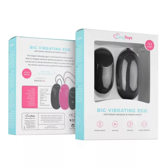 Easytoys - langaton vibraatiomuna - vesitiivis ladattava - musta
