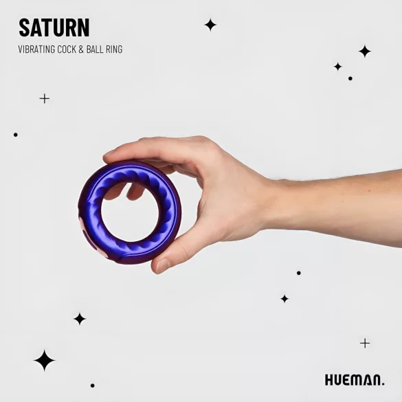 Hueman Saturn - vibraatiopenisrengas - ladattava, vedenkestävä - violetti