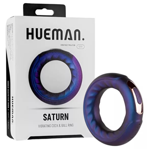 Hueman Saturn - vibraatiopenisrengas - ladattava, vedenkestävä - violetti