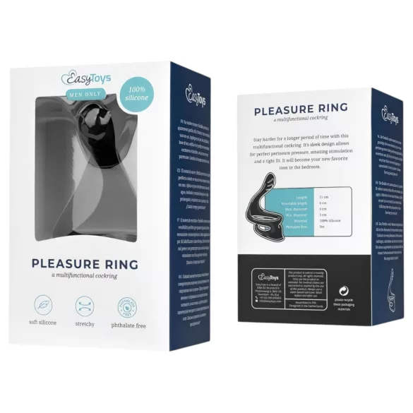 Easytoys - penis- ja kivestenrengas - joustava silikoninen - musta
