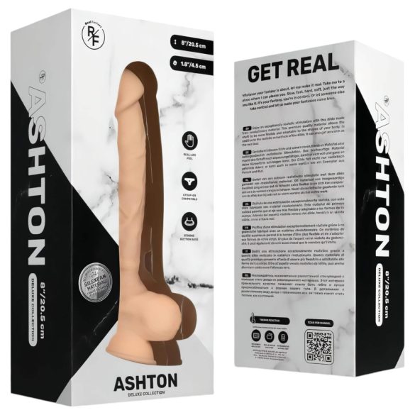 Real Fantasy Ashton - realistinen kivellinen dildo - 20,5 cm - vaalea