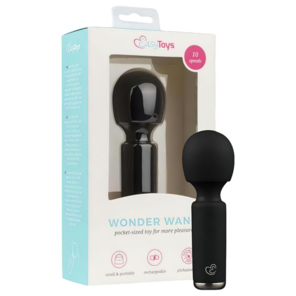 Easytoys Wonder Wand - ladattava mini hierontavibraattori - musta