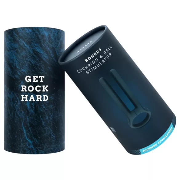Boners - ladattava penisrengas ja kivesten värinä - silikoni - sininen