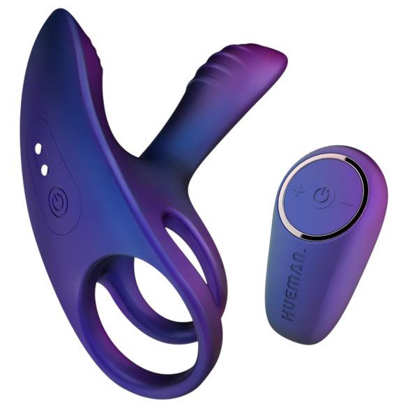 Hueman Infinity Ignite - Värisevä penis- ja kivestenrengas (violetti)