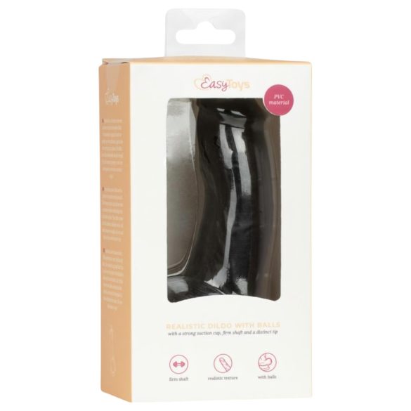 Easytoys - realistinen dildo kiveksillä - 12 cm - musta