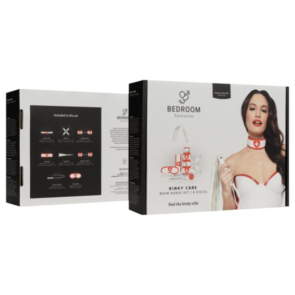 Bedroom Fantasies - seksikäs sairaanhoitaja-asu 8 osaa - punainen-valkoinen