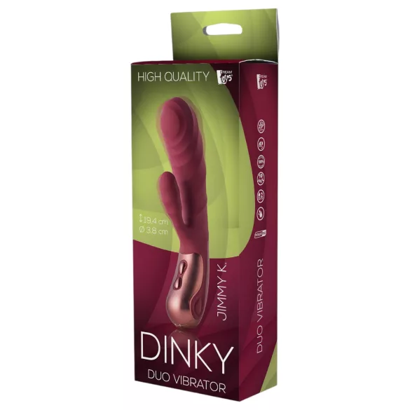Dinky Jimmy K. Duo - vibraattori klitoriskiihottimella - ladattava - punainen