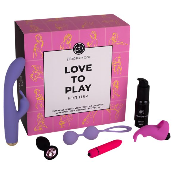 Pleasure Box: Rakastan leikkiä - 6 osainen vibraattorisetti (pinkki-liila)