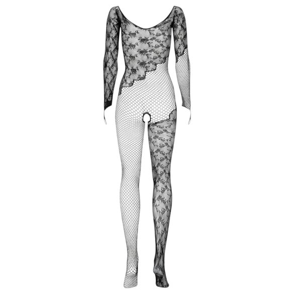 Obsessive - pitkähihaiset verkkosukkahaalarit - ruusukuvioinen - musta S-L